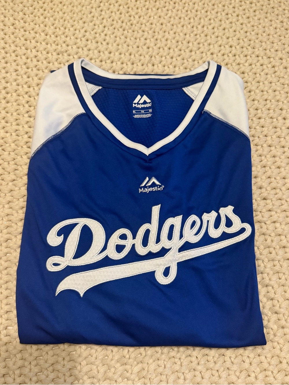 Majestic Royal Blue and White Dodgers Jersey shirt